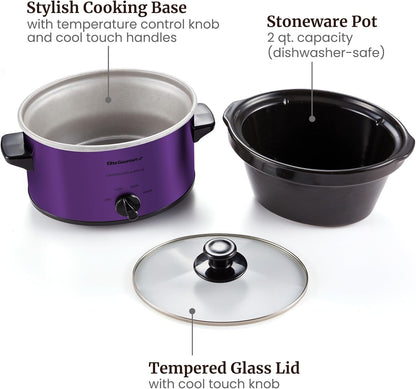Electric Oval Slow Cooker, 2Qt Capacity, Purple