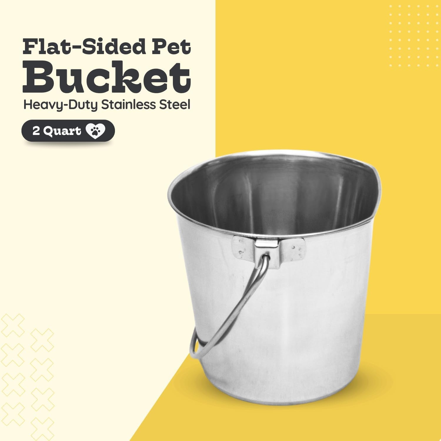 2 Quart Stainless Steel Flat Side Bucket Heavy Duty Multipurpose Bucket