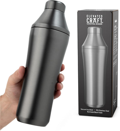28 oz. Stainless Steel Hybrid Cocktail Shaker - Premium Vacuum Insulated Gunmetal - Innovative Measuring System