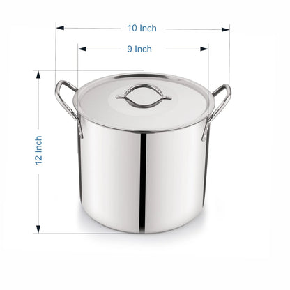 8-Qt Stainless Steel Stock Pot with Metal Lid, Ultra Durable, Stay-Cool Handles, Hand Wash Only