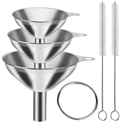 3/5 Pcs Stainless Steel Kitchen Funnels Set Food Grade Metal for Filling Bottles