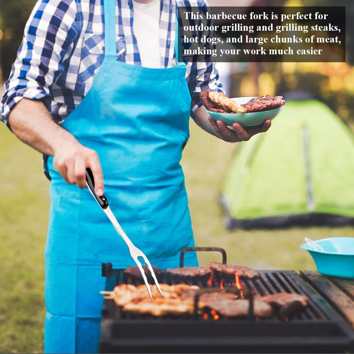 Meat Fork, Heavy Duty Stainless Steel Carving Cooking Fork, Grill Serving Fork for Slicing & Serving Roasts, Turkey, BBQ