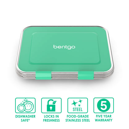 Stainless Steel Leak-Resistant Lunch Box - Bento-Style, 3 Compartments, and Bonus Silicone Container for Meals On-The-Go