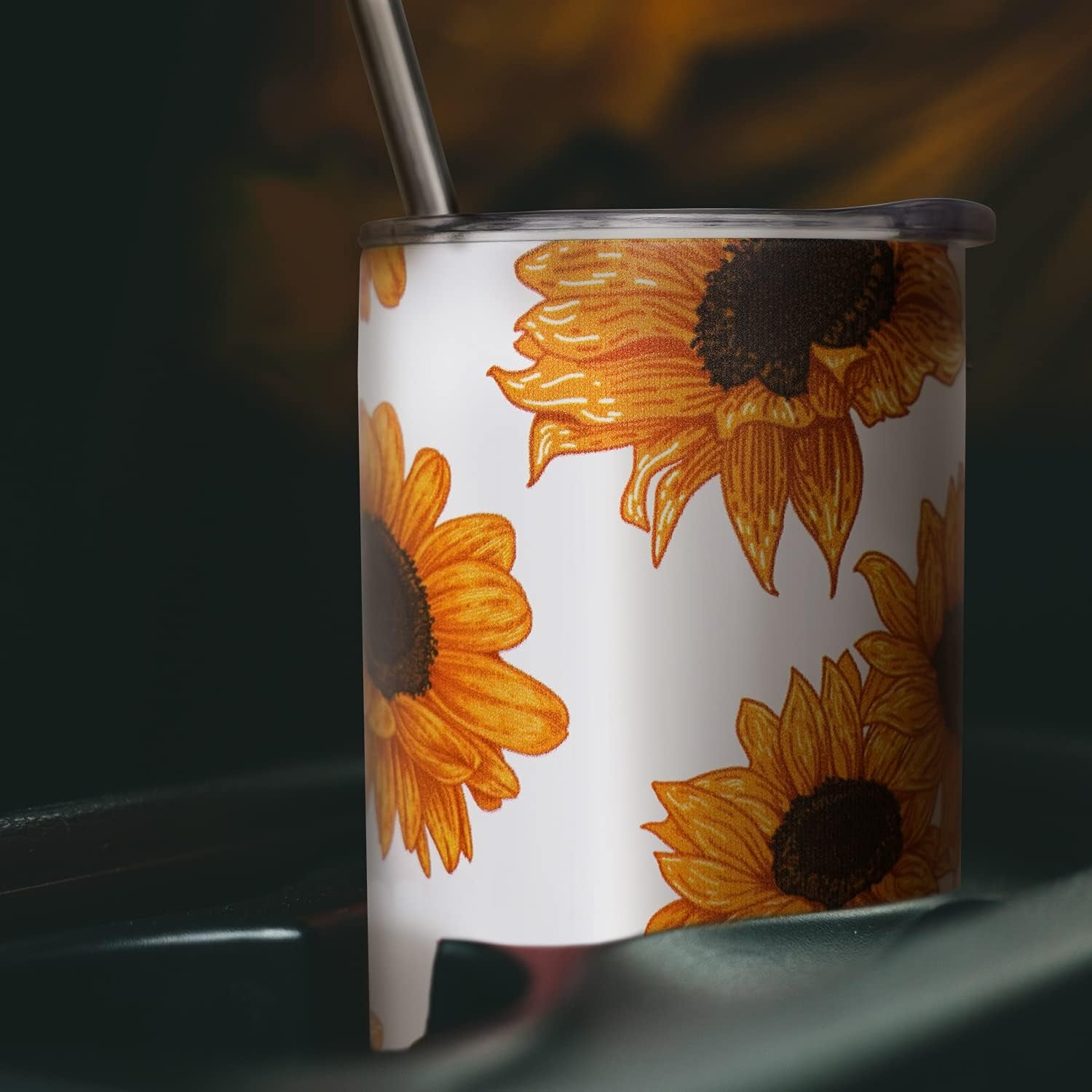 Sunflower Tumbler with Lid and Straw
