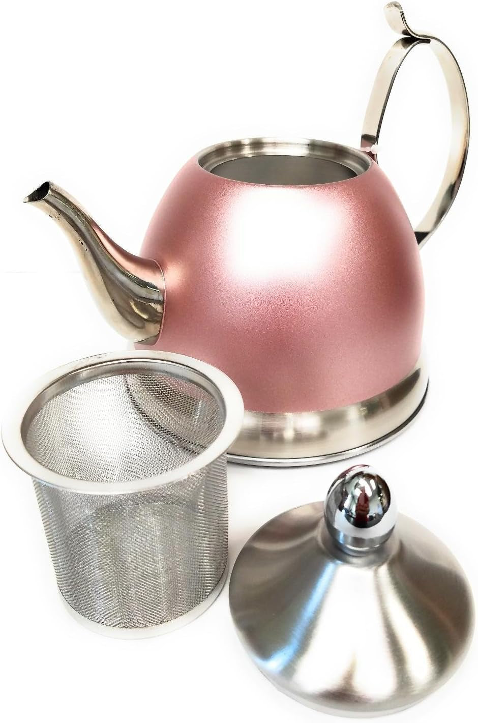 1Qt Stainless Steel Tea Kettle with Removable Infuser Basket, Rose Gold