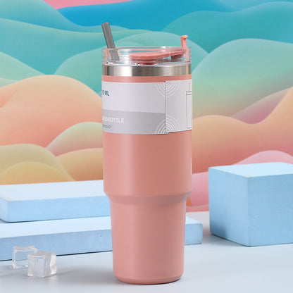 Stainless Steel Vacuum Outdoor Portable Vehicle-mounted Tumbler With Straw