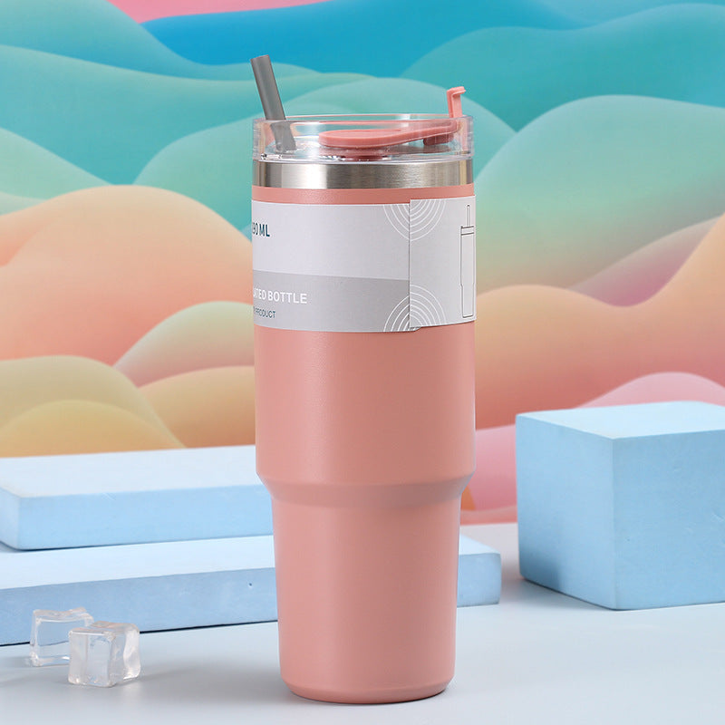 Stainless Steel Vacuum Outdoor Portable Vehicle-mounted Tumbler With Straw