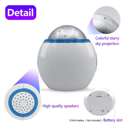 LED Projector Night Light, Digital Alarm Clock with Music 