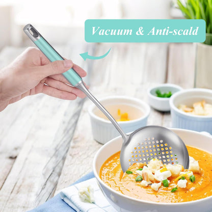 Stainless Steel  Slotted Spoon Skimmer, Long Handle Food Strainer