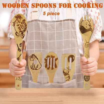 5PCS Winnie the Bear Wooden Spoon Set