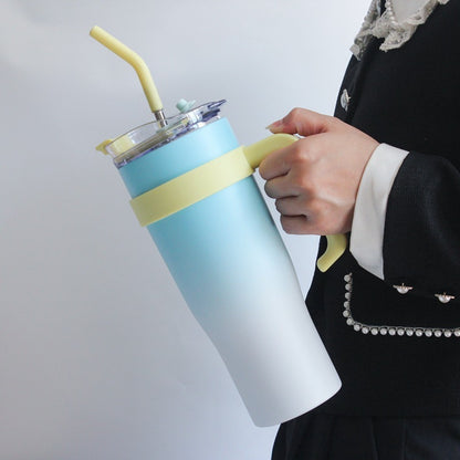 Elegant Glass Water Bottle with Straw and Easy-Grip Handle