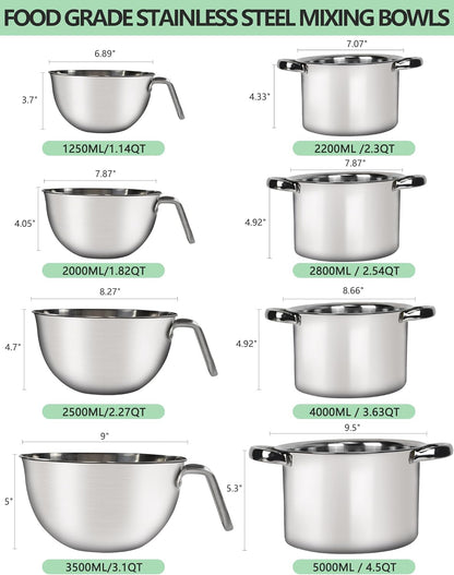3.1Qt Stainless Steel Large Double Boiler Pot Set