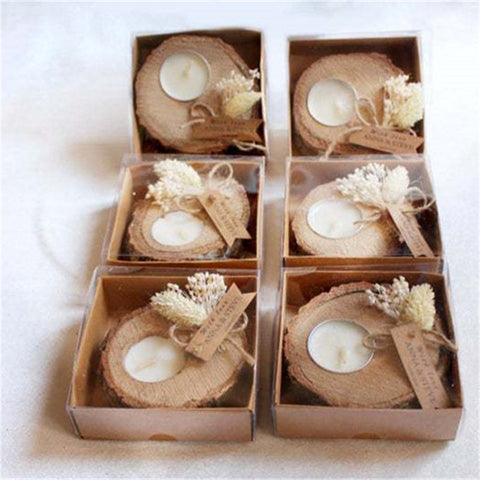 Rustic Wood Slice Tea Light Holder