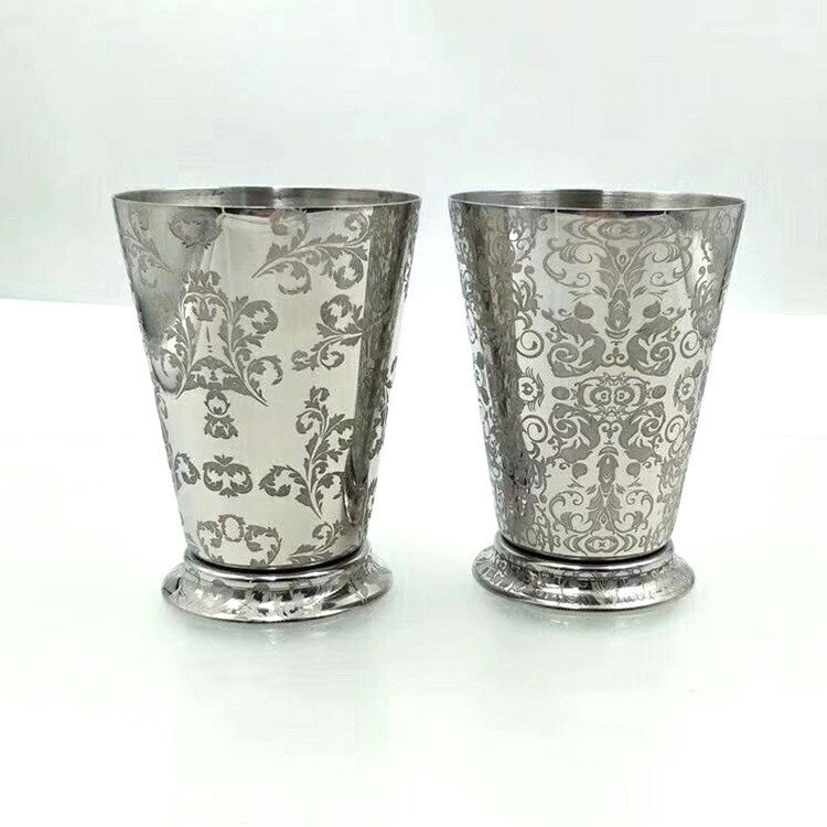304 Stainless Steel Thick Etched Mint Julep Cocktail Glass