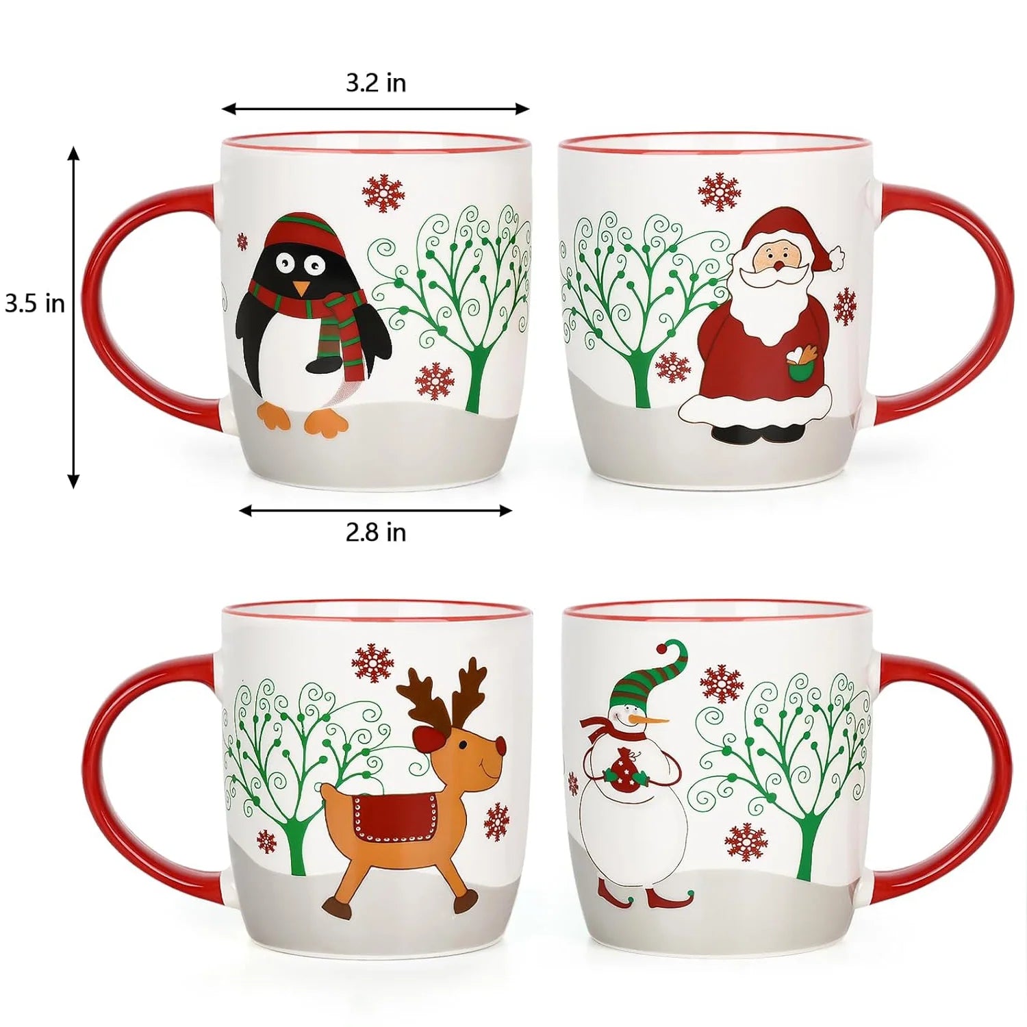 11 Fl Oz White Ceramic Mugs Christmas Gifts 