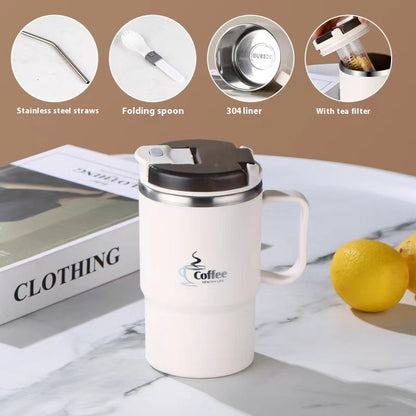 Stainless Steel Mug Cup With Cover Spoon