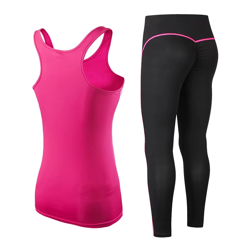 2023 Sports Running Cropped Top +Leggings Set Women Fitness Suit Yoga Sets Gym Trainning Set Clothing Workout Fitness Women Yo