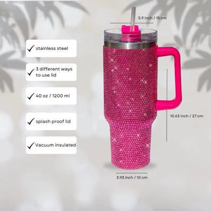 40 oz. Rhinestone Tumbler with Straw Stainless Steel