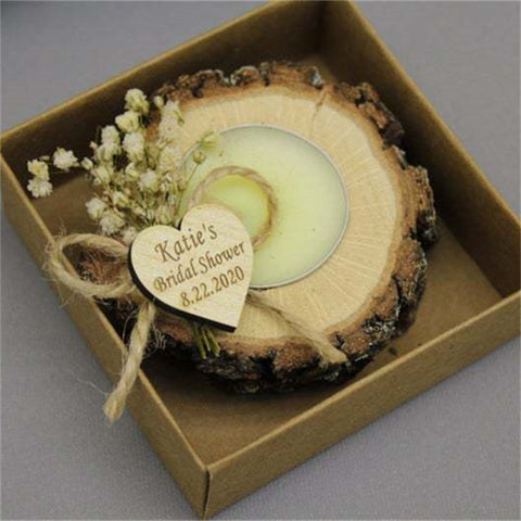 Rustic Wood Slice Tea Light Holder