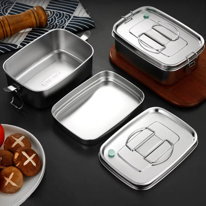 Stainless Steel Lunch Bento Box with Lid Large Capacity Double Layer Anti-Leak Food Storage Container Kitchen Tableware