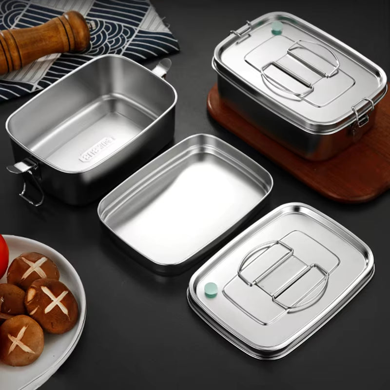 Stainless Steel Lunch Bento Box with Lid Large Capacity Double Layer Anti-Leak Food Storage Container Kitchen Tableware