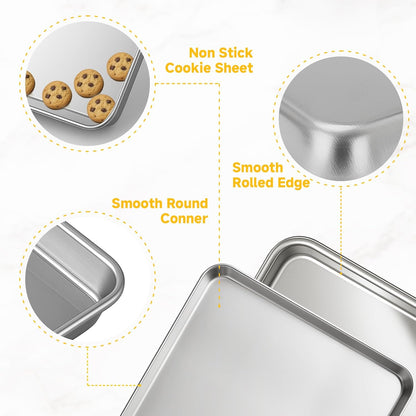 9/12/16 Inch Stainless Steel Baking Sheet Pan Set, 3 Pack Cookie Sheets for Baking, Oven Cookie Tray for Roasting