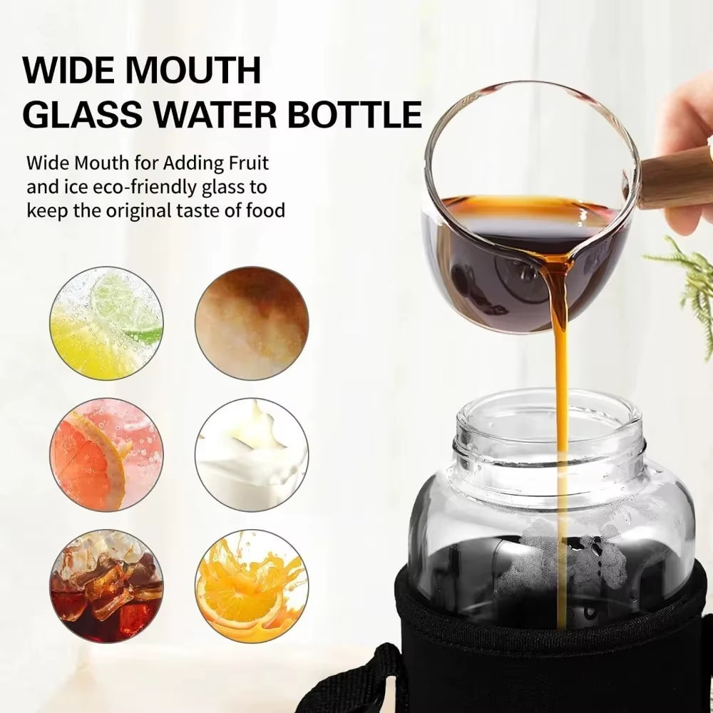32 Oz Portable Glass Water Bottle Transparent Milk Juice Cup with Stainless Tea Infuser 