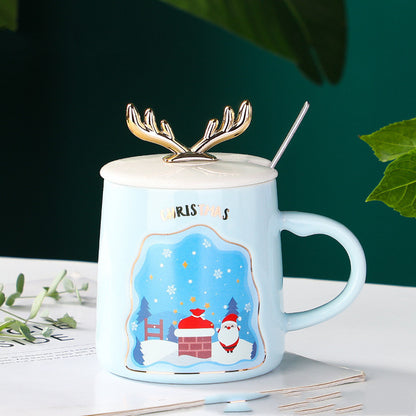 Christmas Ceramic Mug with Spoon – Merry Christmas Coffee & Tea Cup