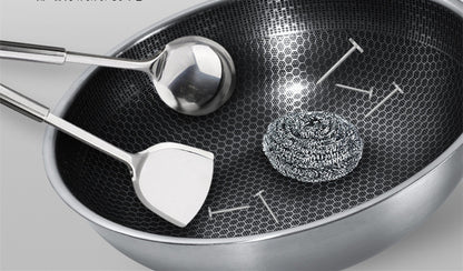 Stainless Steel Wok – Non-Stick Honeycomb Frying Pan