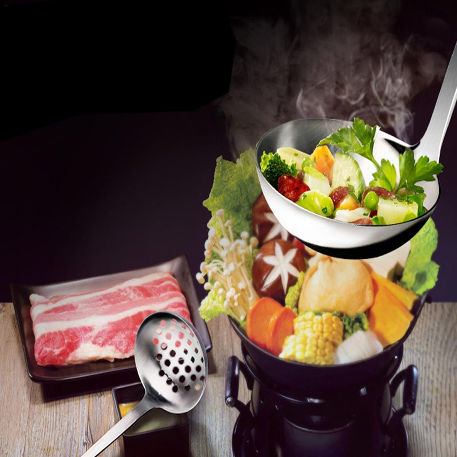 11.5"X 3.6" One Piece Stainless Steel Skimmer/Slotted Spoon/Strainer Ladle with Hook and Hole for Easy Hanging