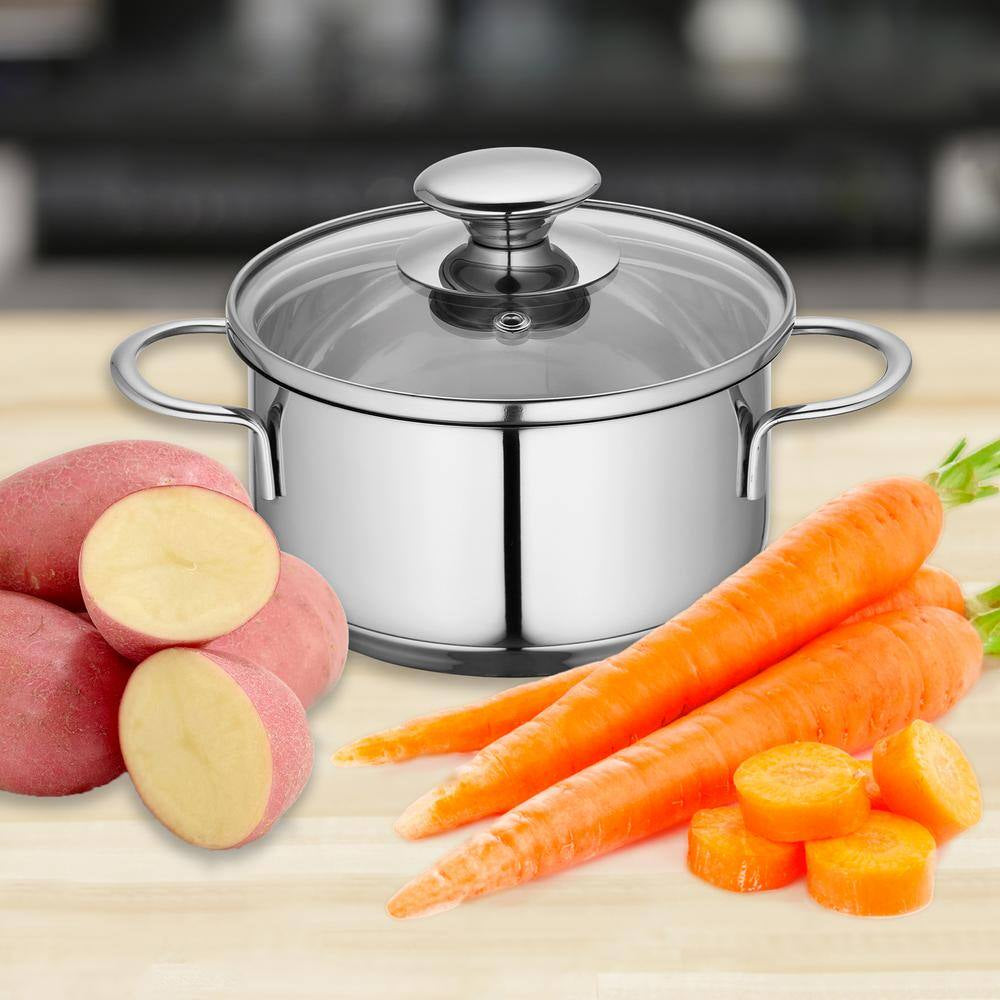 1 Qt. Stainless Steel Stock Pot with Glass Lid