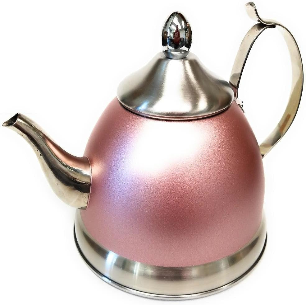 1Qt Stainless Steel Tea Kettle with Removable Infuser Basket, Rose Gold