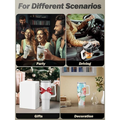 Durable 40 oz Stainless Steel Vacuum Cup with Handle and Straw