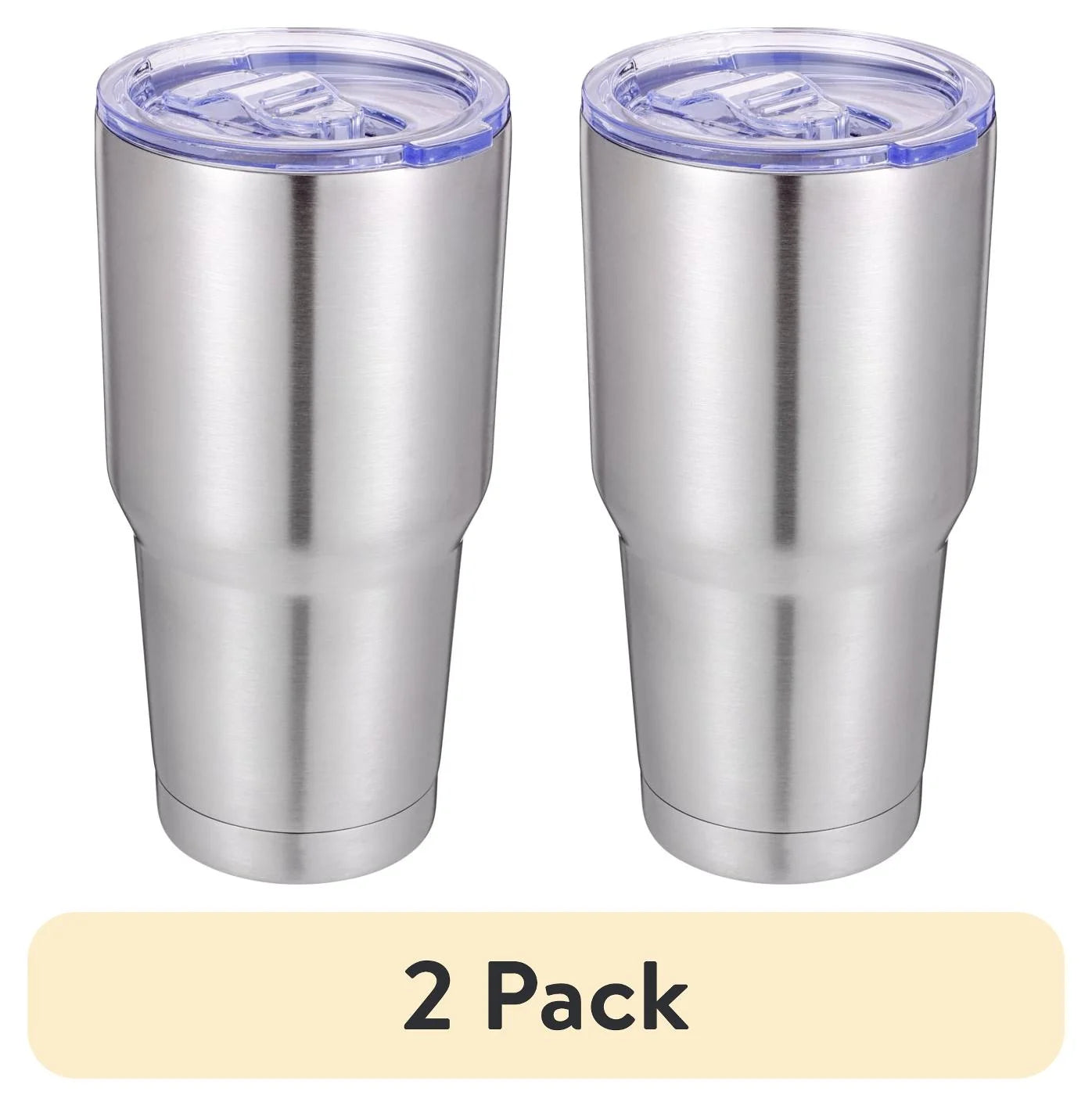 (2 Pack) 30Oz Double Wall Stainless Steel Large Tumbler, Slider Lid