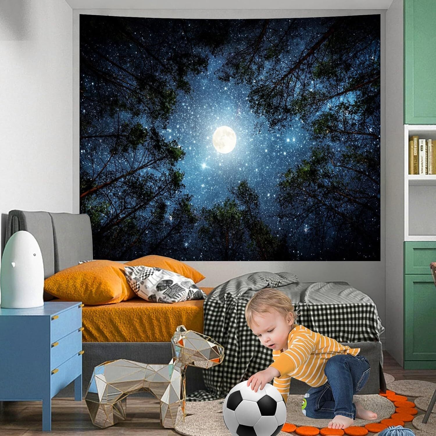 Forest Galaxy Starry Tapestry for Bedroom Ceilin