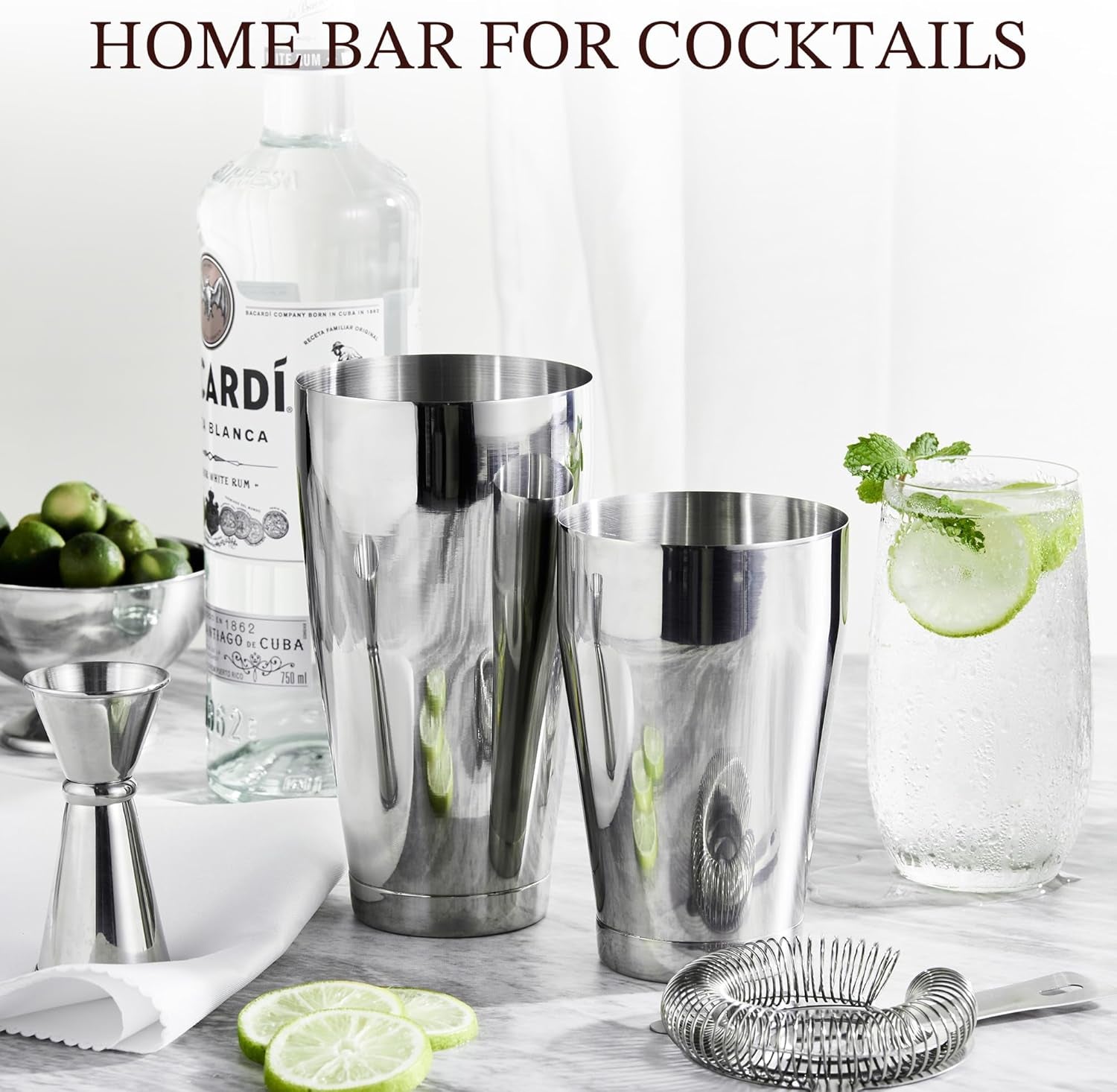 2-Piece Stainless Steel Cocktail Shaker Set,  18Oz & 28Oz