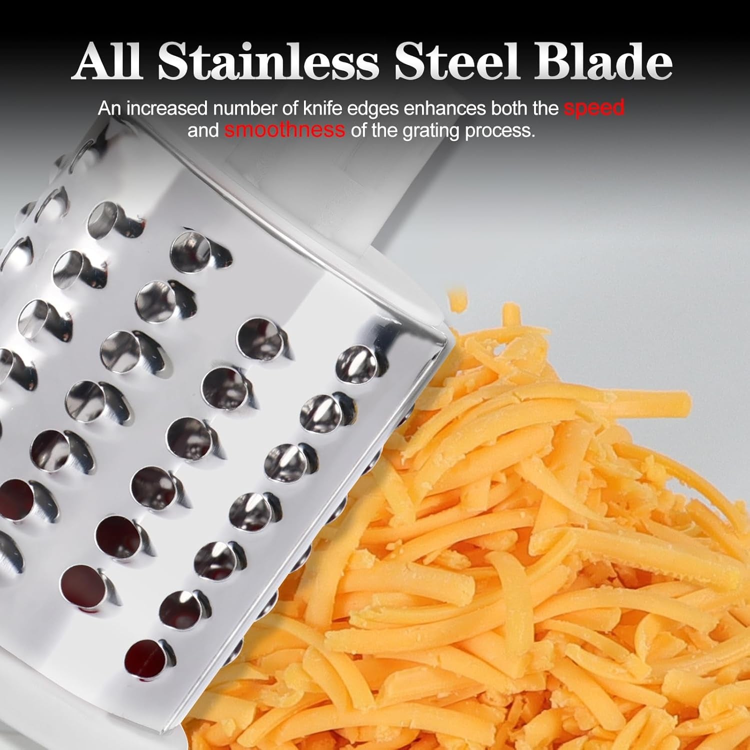 Rotary Cheese & Veggie Grater with 3 Blades – Hand Crank Slicer