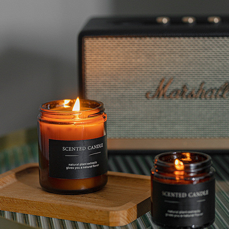 Amber Glass Scented Candle with Kraft Packaging