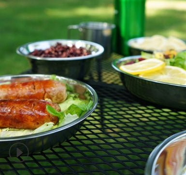 Stainless Steel 17-Piece Dinner Plate & Tableware Set