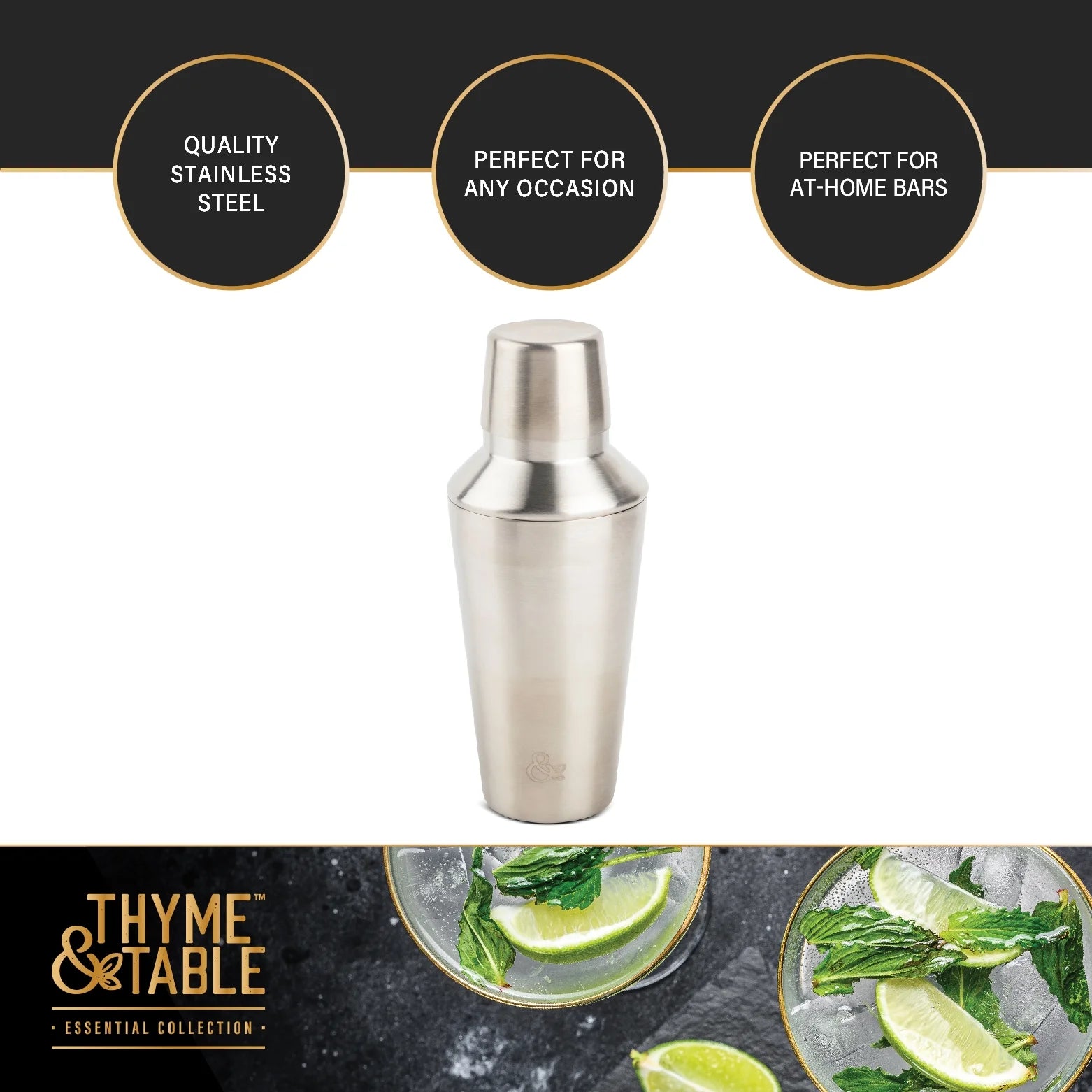 18 fl oz. Stainless Steel Cocktail Shaker