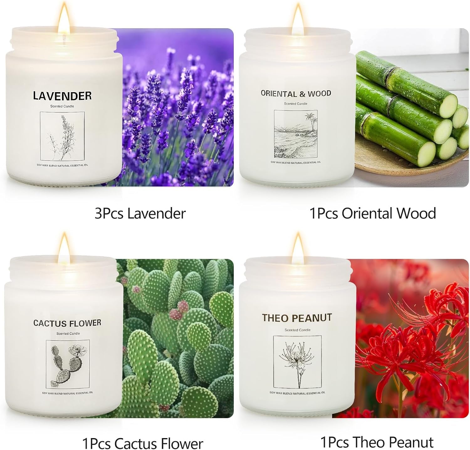 Candles for Home Scented, Lavender Candle Gifts Set, Made with Natural Soy Wax & Essential Oils, 6 Pack 42 Oz Candles