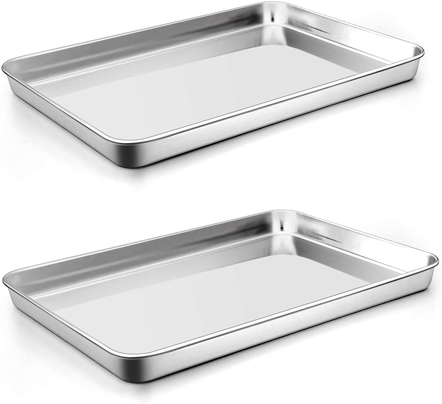 16 Inch Baking Cookie Sheet, Oven Pan Tray Stainless Steel Sheet Pan for Kitchen, Oven Bakeware for Multi Uses, Shiny Look & Dishwasher Safe, 2PCS