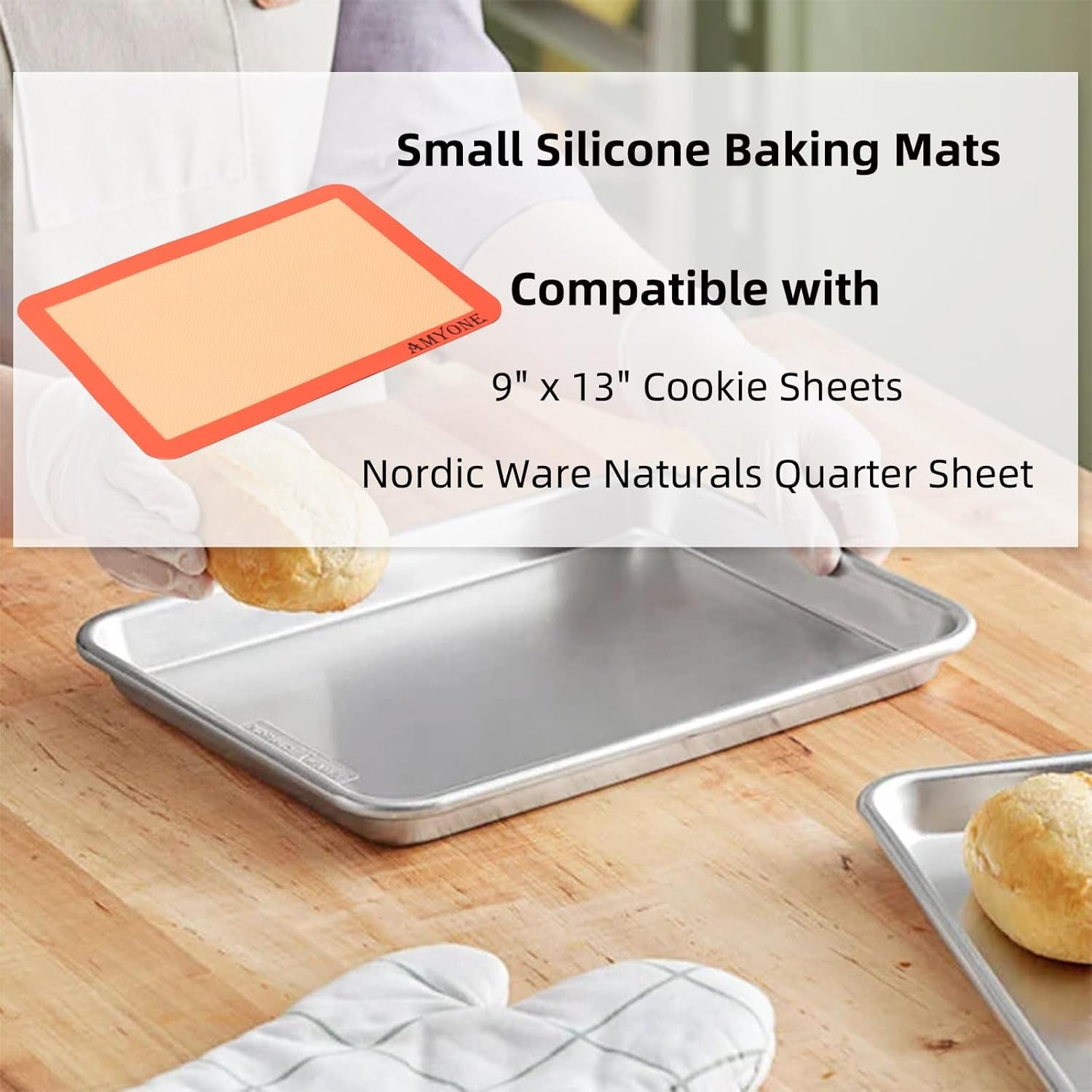Quarter Sheet Silicone Baking Mat – 2 Pcs Non-Stick Reusable Cookie Sheets