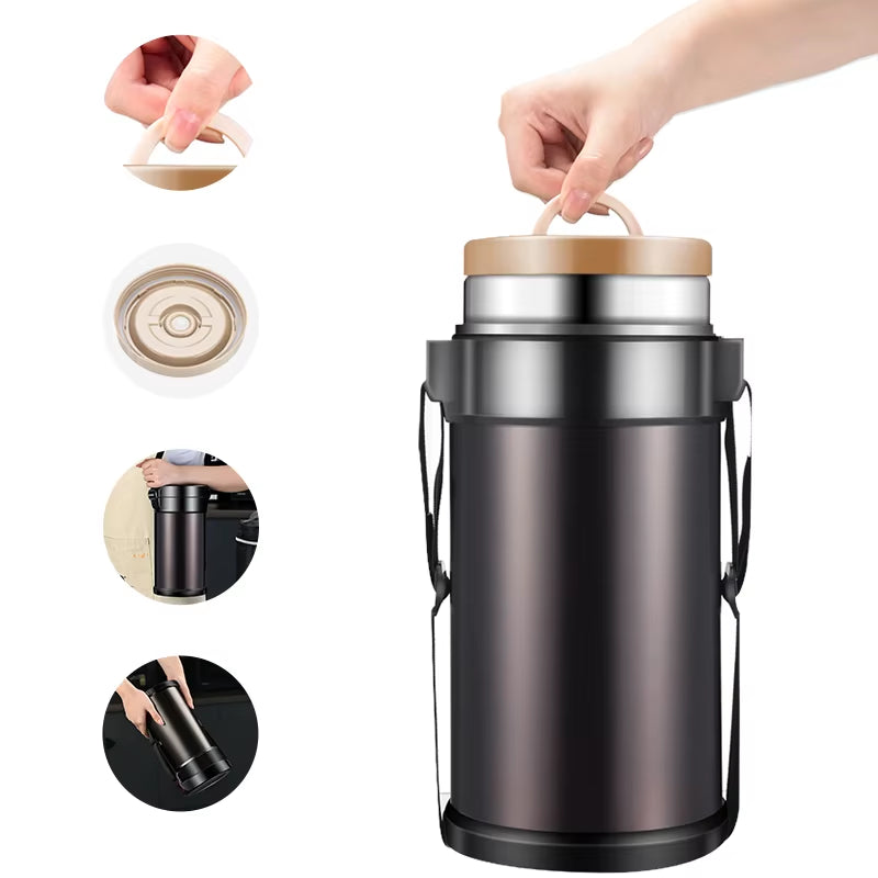 Portable Thermal Lunch Box Stainless Steel Heat Preservation Bento Box Food Container with Lunch Bags