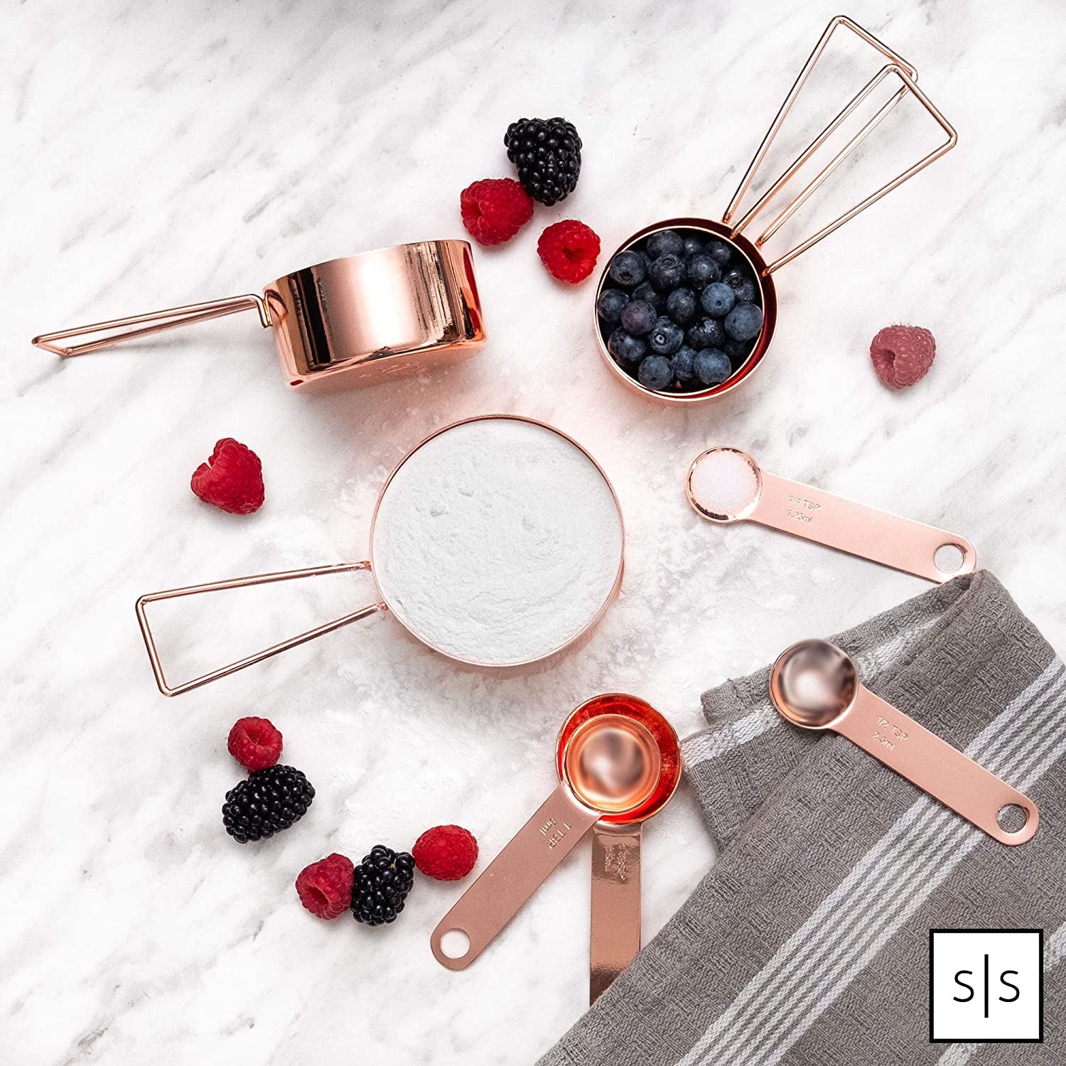 Copper Measuring & Spoons Set – 8-Piece Stainless Steel Kitchen Utensils