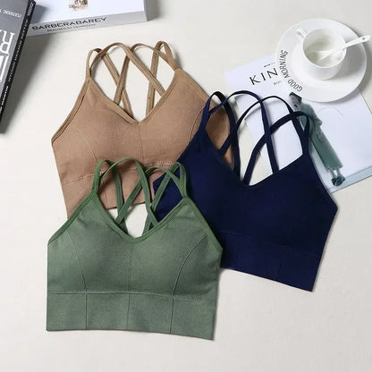 Breathable Sports Bra Anti-Sweat Fitness Top Seamless Yoga Bra Shockproof Crop Top Women Push up Sport Bra Gym Workout Top