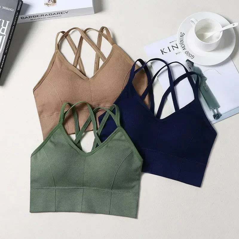 Breathable Sports Bra Anti-Sweat Fitness Top Seamless Yoga Bra Shockproof Crop Top Women Push up Sport Bra Gym Workout Top