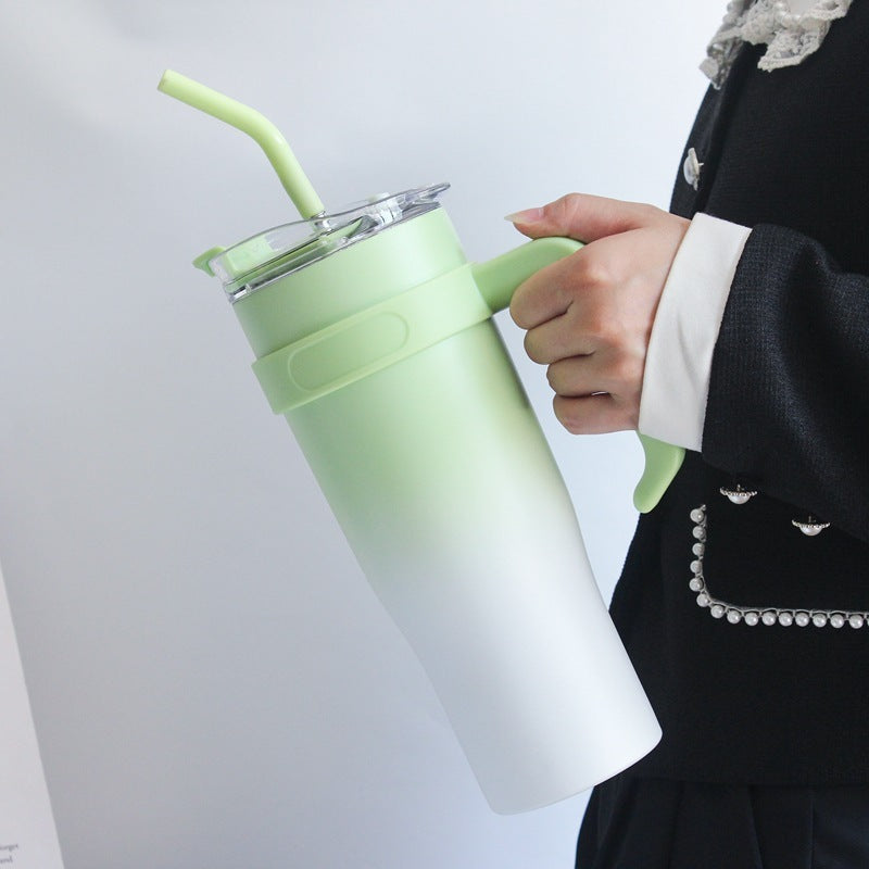 Elegant Glass Water Bottle with Straw and Easy-Grip Handle