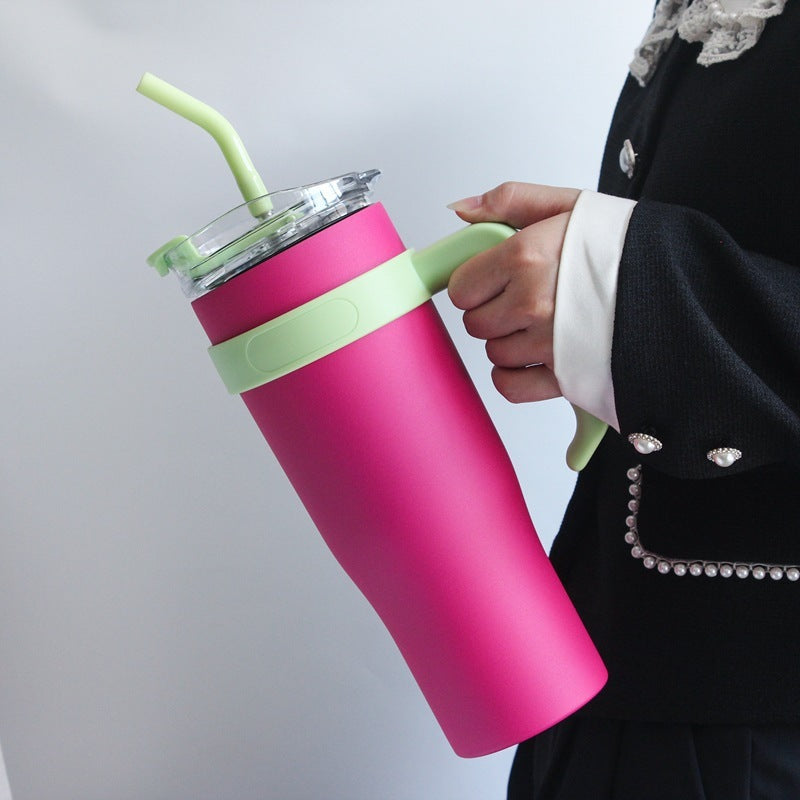 Elegant Glass Water Bottle with Straw and Easy-Grip Handle