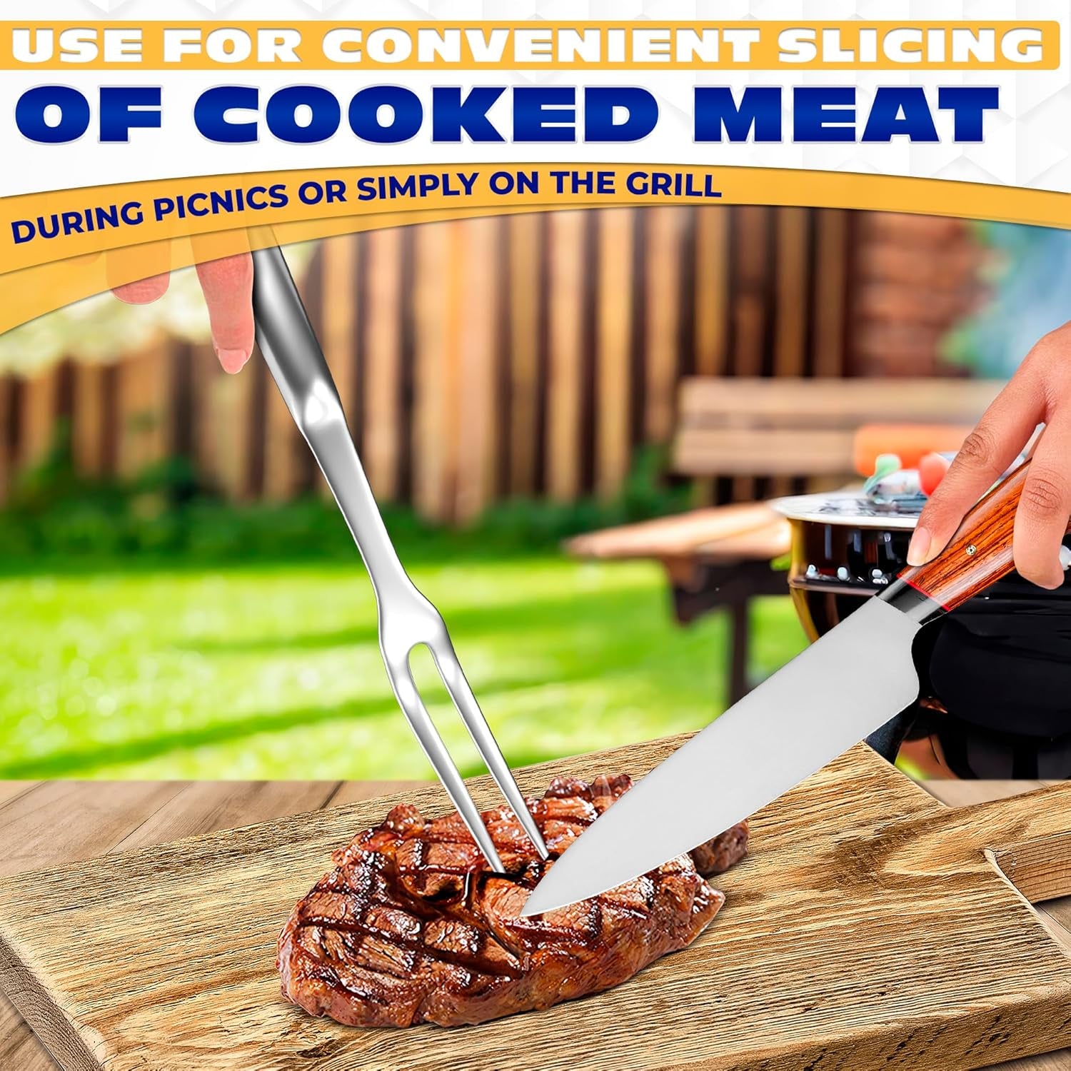 Meat Fork 2 Prongs – Carving Fork 11″ Stainless Steel Two-Prong with Polished Surface & Ergonomic Handle